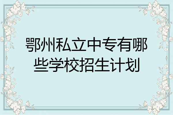 鄂州私立中专有哪些学校招生计划