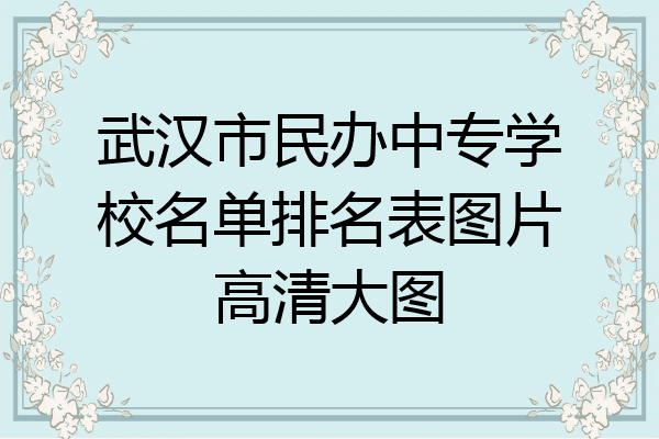 武汉市民办中专学校名单排名表图片高清大图