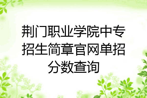 荆门职业学院中专招生简章官网单招分数查询