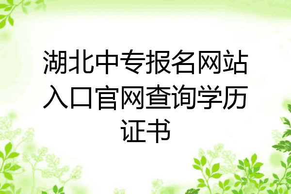 湖北中专报名网站入口官网查询学历证书