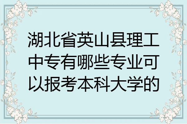 湖北省英山县理工中专有哪些专业可以报考本科大学的