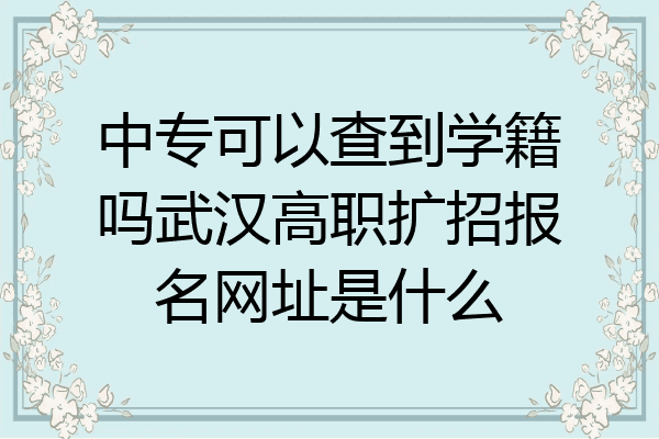 中专可以查到学籍吗武汉高职扩招报名网址是什么