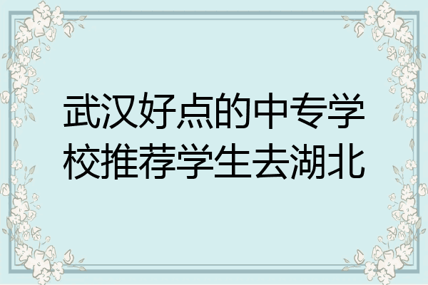 武汉好点的中专学校推荐学生去湖北