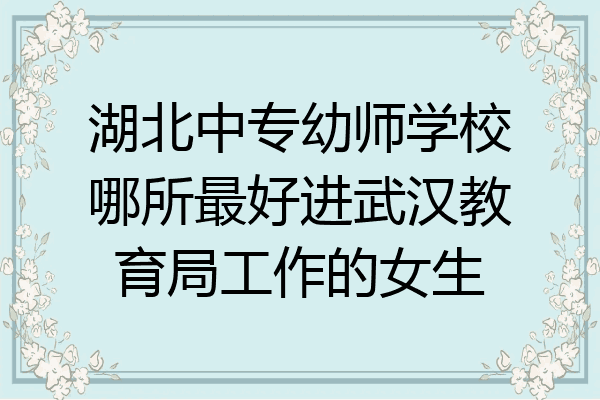 湖北中专幼师学校哪所最好进武汉教育局工作的女生