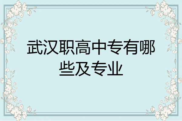 武汉职高中专有哪些及专业