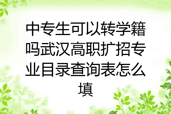 中专生可以转学籍吗武汉高职扩招专业目录查询表怎么填