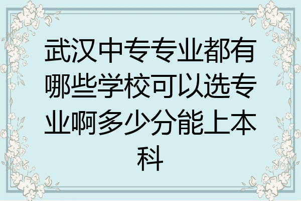 武汉中专专业都有哪些学校可以选专业啊多少分能上本科