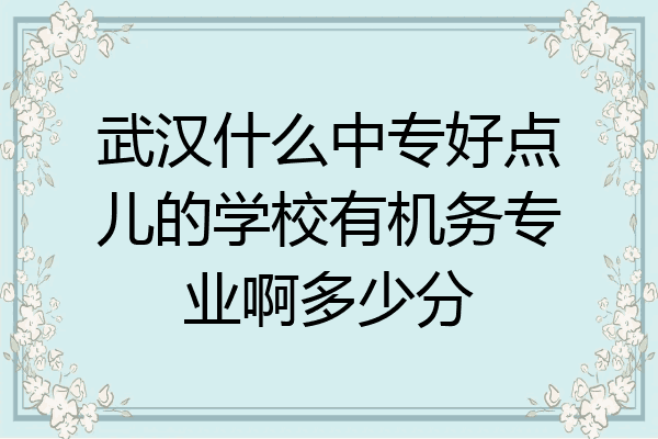 武汉什么中专好点儿的学校有机务专业啊多少分