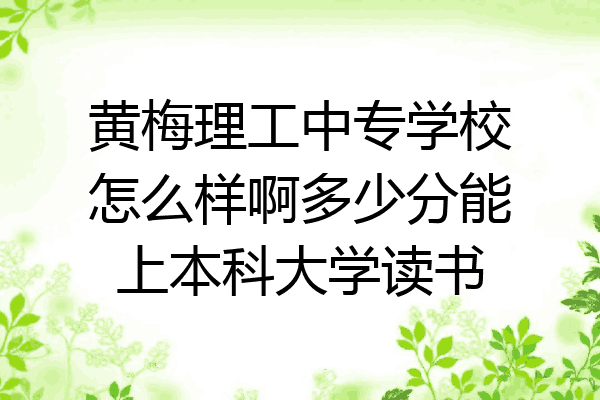 黄梅理工中专学校怎么样啊多少分能上本科大学读书