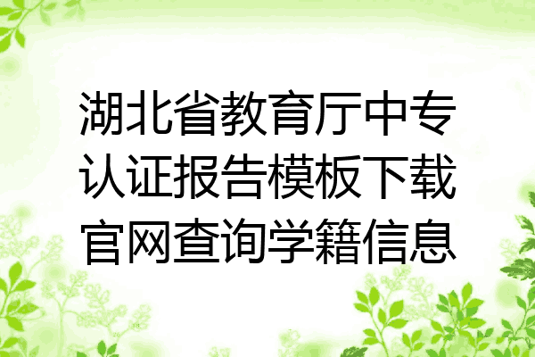 湖北省教育厅中专认证报告模板下载官网查询学籍信息