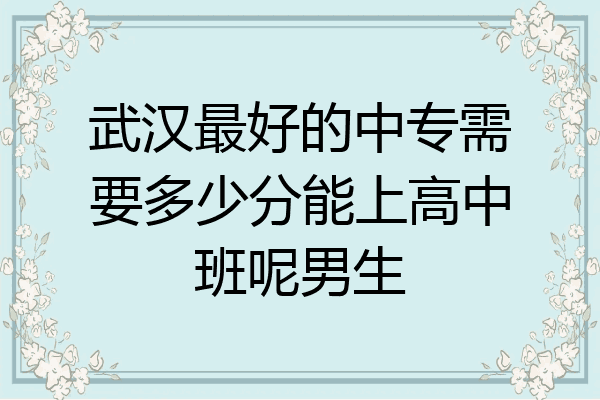 武汉最好的中专需要多少分能上高中班呢男生