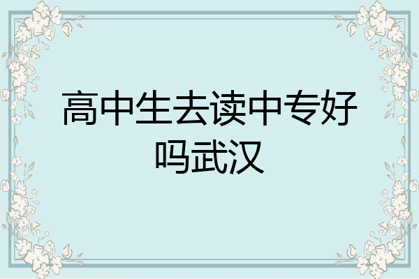 高中生去读中专好吗武汉
