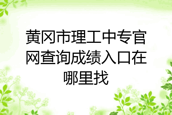 黄冈市理工中专官网查询成绩入口在哪里找