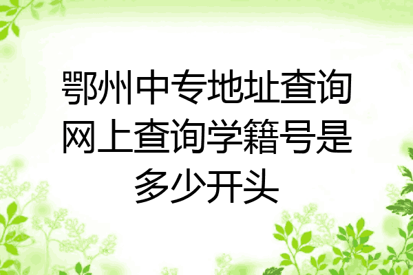 鄂州中专地址查询网上查询学籍号是多少开头