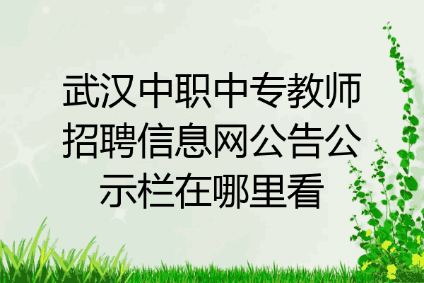 武汉中职中专教师招聘信息网公告公示栏在哪里看