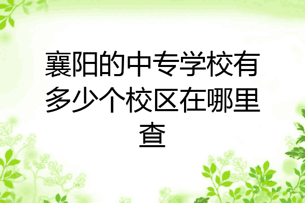 襄阳的中专学校有多少个校区在哪里查