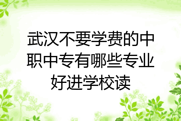 武汉不要学费的中职中专有哪些专业好进学校读