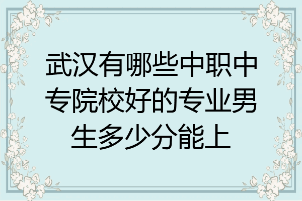 武汉有哪些中职中专院校好的专业男生多少分能上