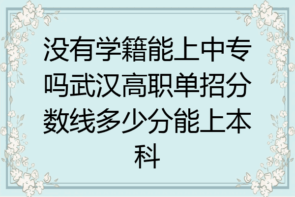 没有学籍能上中专吗武汉高职单招分数线多少分能上本科