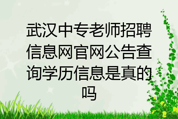 武汉中专老师招聘信息网官网公告查询学历信息是真的吗