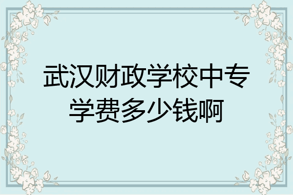 武汉财政学校中专学费多少钱啊