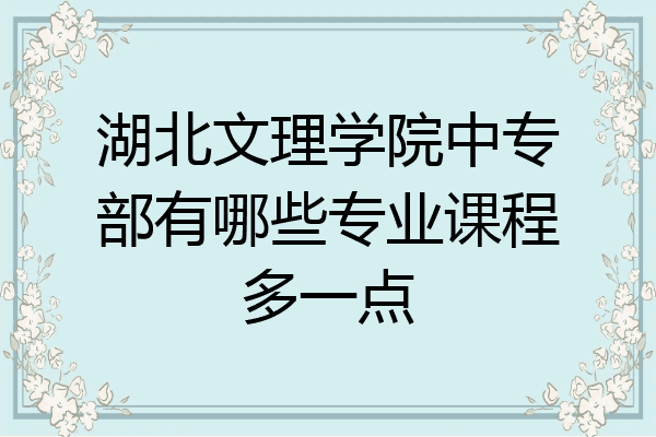 湖北文理学院中专部有哪些专业课程多一点