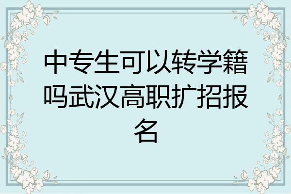 中专生可以转学籍吗武汉高职扩招报名