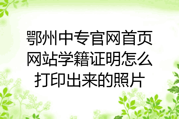 鄂州中专官网首页网站学籍证明怎么打印出来的照片