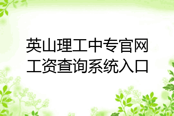 英山理工中专官网工资查询系统入口