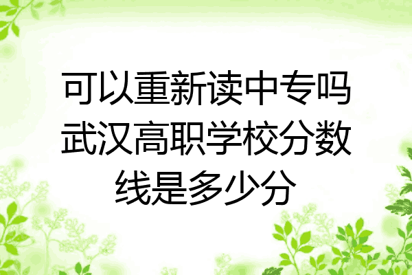 可以重新读中专吗武汉高职学校分数线是多少分