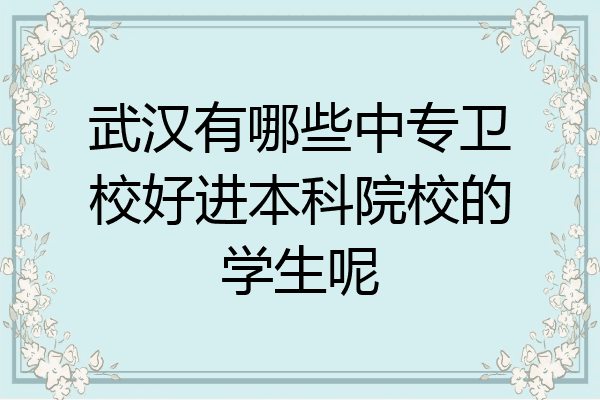 武汉有哪些中专卫校好进本科院校的学生呢