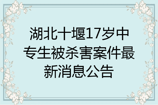 湖北十堰17岁中专生被杀害案件最新消息公告