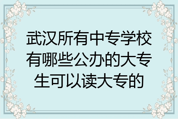 武汉所有中专学校有哪些公办的大专生可以读大专的