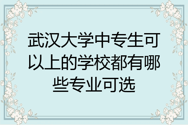 武汉大学中专生可以上的学校都有哪些专业可选