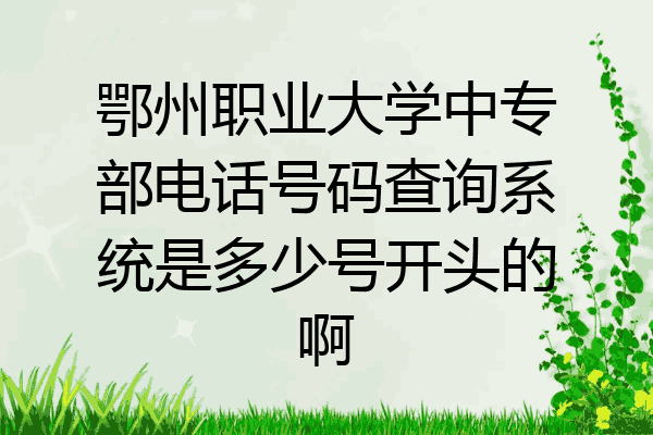 鄂州职业大学中专部电话号码查询系统是多少号开头的啊