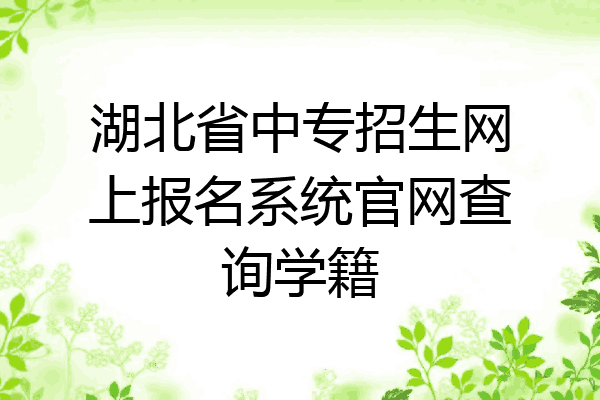 湖北省中专招生网上报名系统官网查询学籍