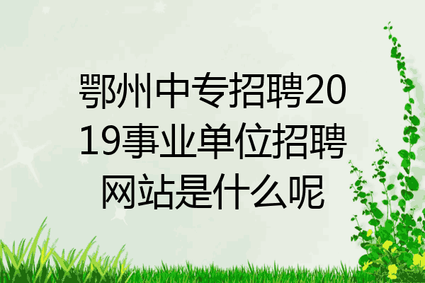 鄂州中专招聘2019事业单位招聘网站是什么呢