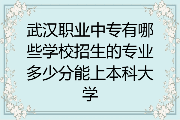 武汉职业中专有哪些学校招生的专业多少分能上本科大学