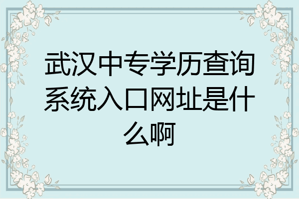 武汉中专学历查询系统入口网址是什么啊