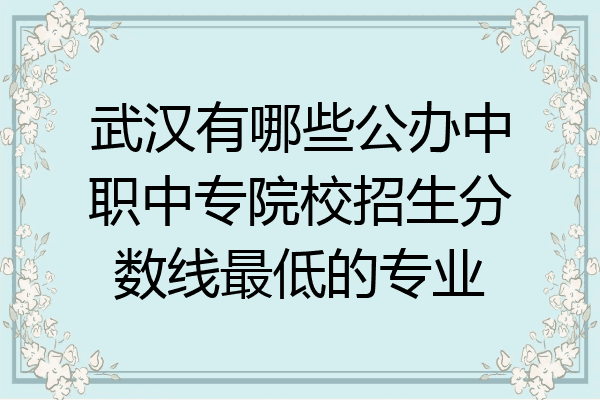 武汉有哪些公办中职中专院校招生分数线最低的专业