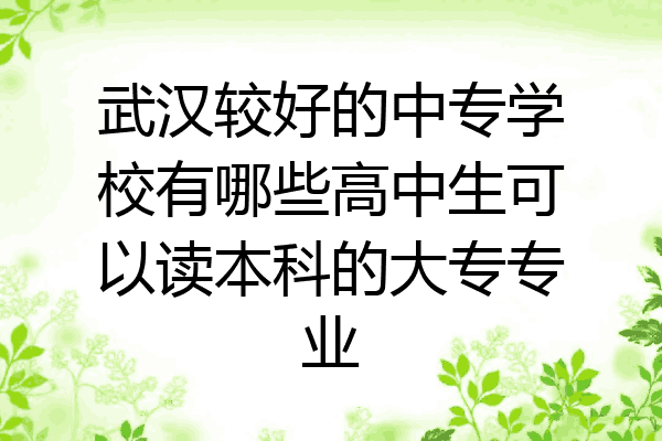 武汉较好的中专学校有哪些高中生可以读本科的大专专业