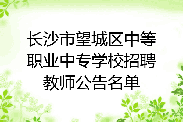 长沙市望城区中等职业中专学校招聘教师公告名单