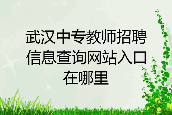 武汉中专教师招聘信息查询网站入口在哪里
