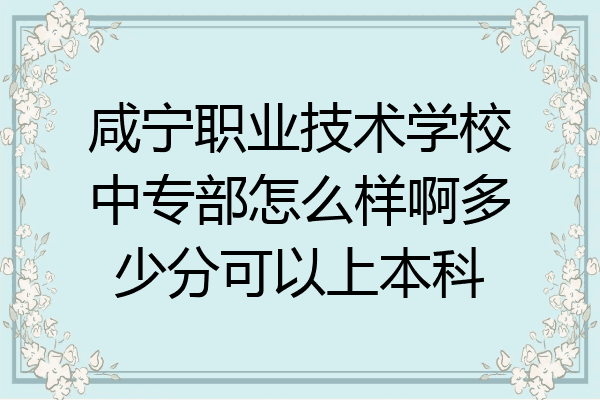 咸宁职业技术学校中专部怎么样啊多少分可以上本科