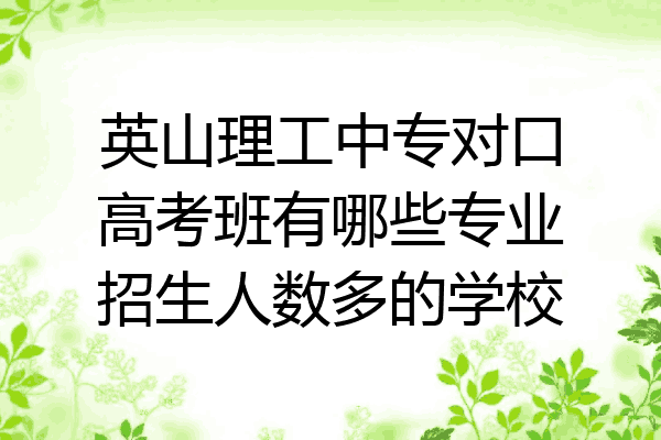 英山理工中专对口高考班有哪些专业招生人数多的学校