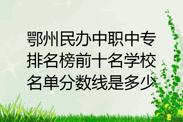 鄂州民办中职中专排名榜前十名学校名单分数线是多少