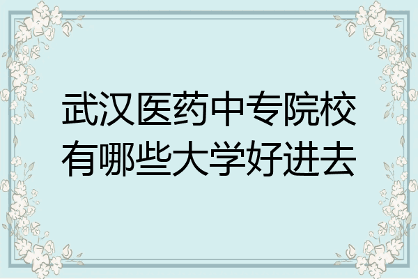 武汉医药中专院校有哪些大学好进去