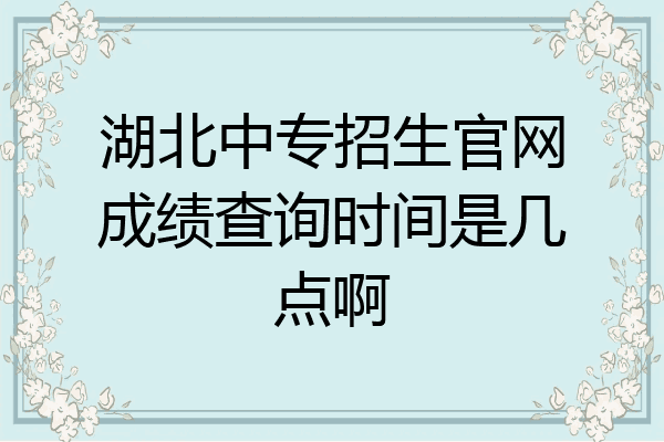 湖北中专招生官网成绩查询时间是几点啊