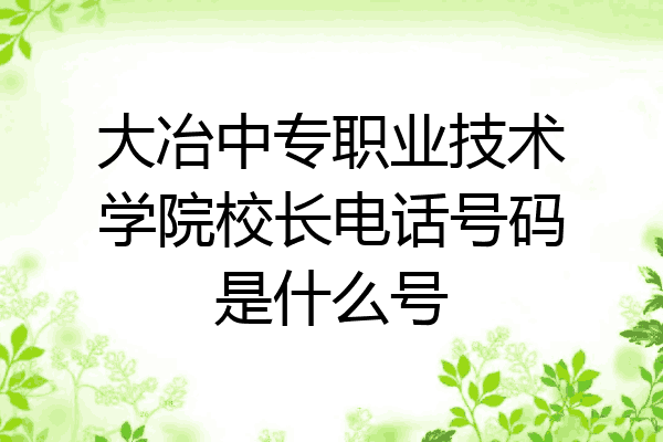大冶中专职业技术学院校长电话号码是什么号