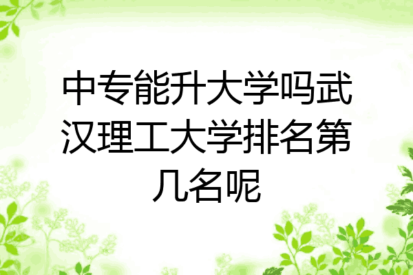 中专能升大学吗武汉理工大学排名第几名呢